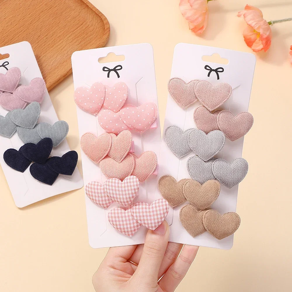 Kids Outdoor Outfit - 6Pcs/set Elegant Heart Designs Hair Clips