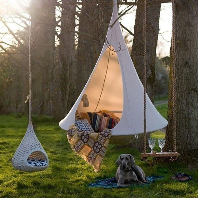 Kids Outdoor Play Tent - Children Swing Outdoor Garden Camp Hammock