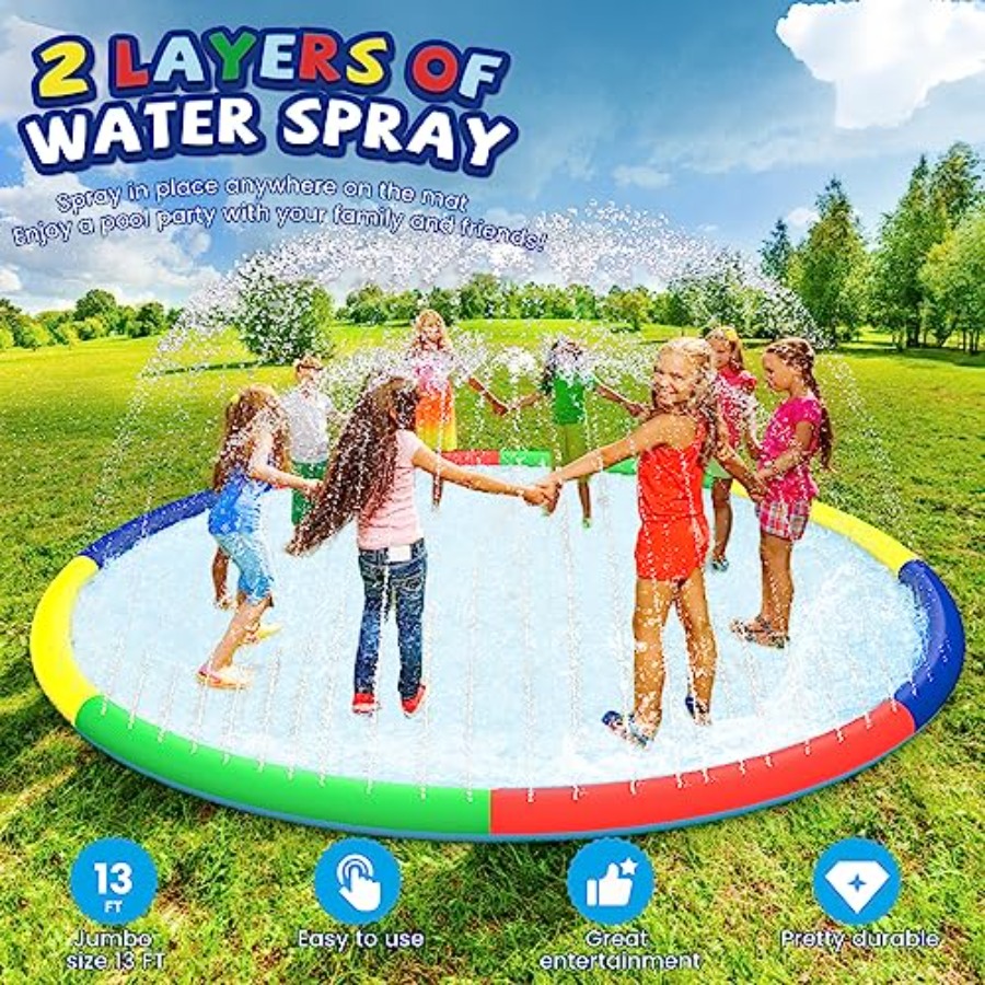 3 FT Large Splash Pad for Ages - Kids Outdoor Yard Toys avaliação e preço