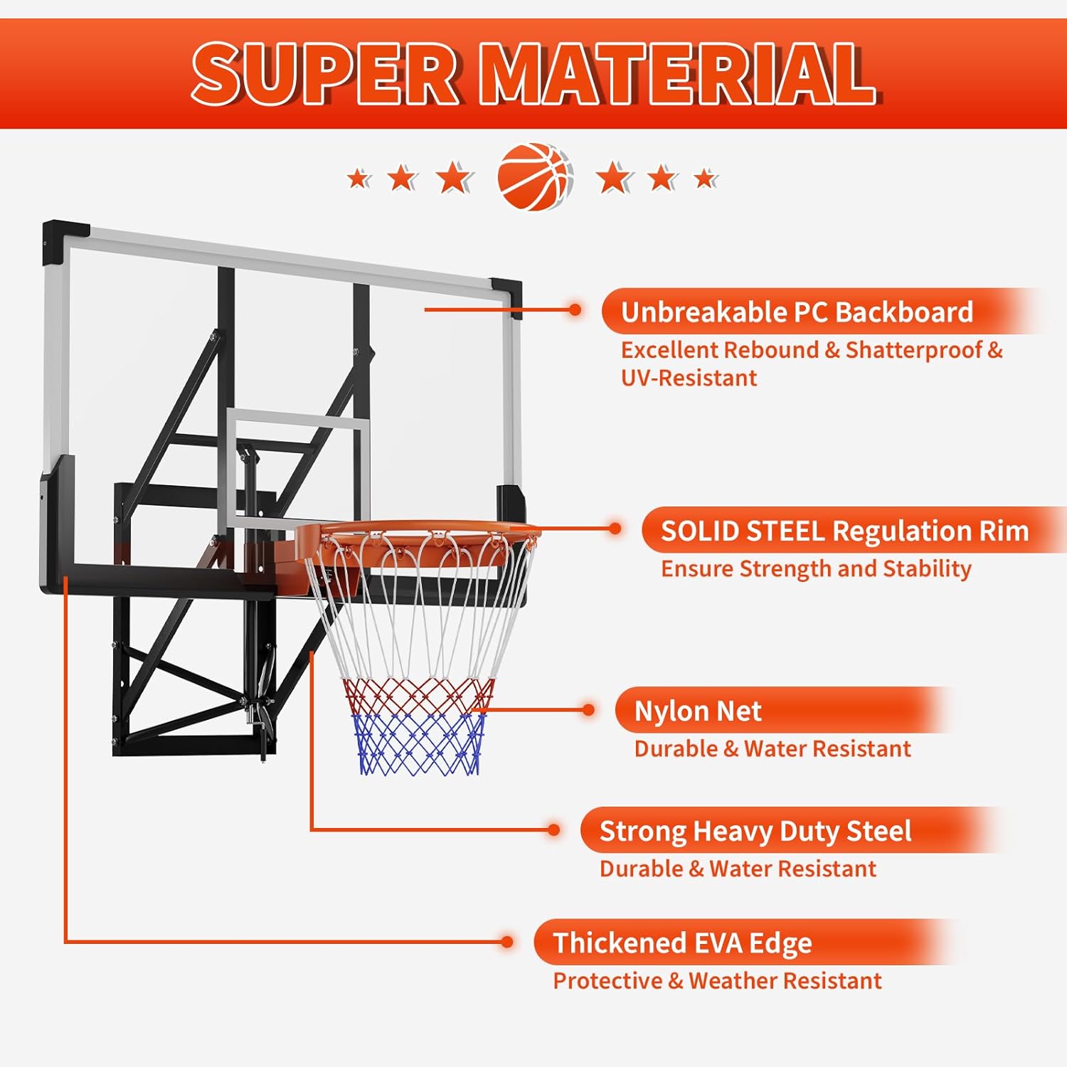 Garvee 8-10 FT Adjustable Heig - Basketball Hoop Outdoor avaliação e preço