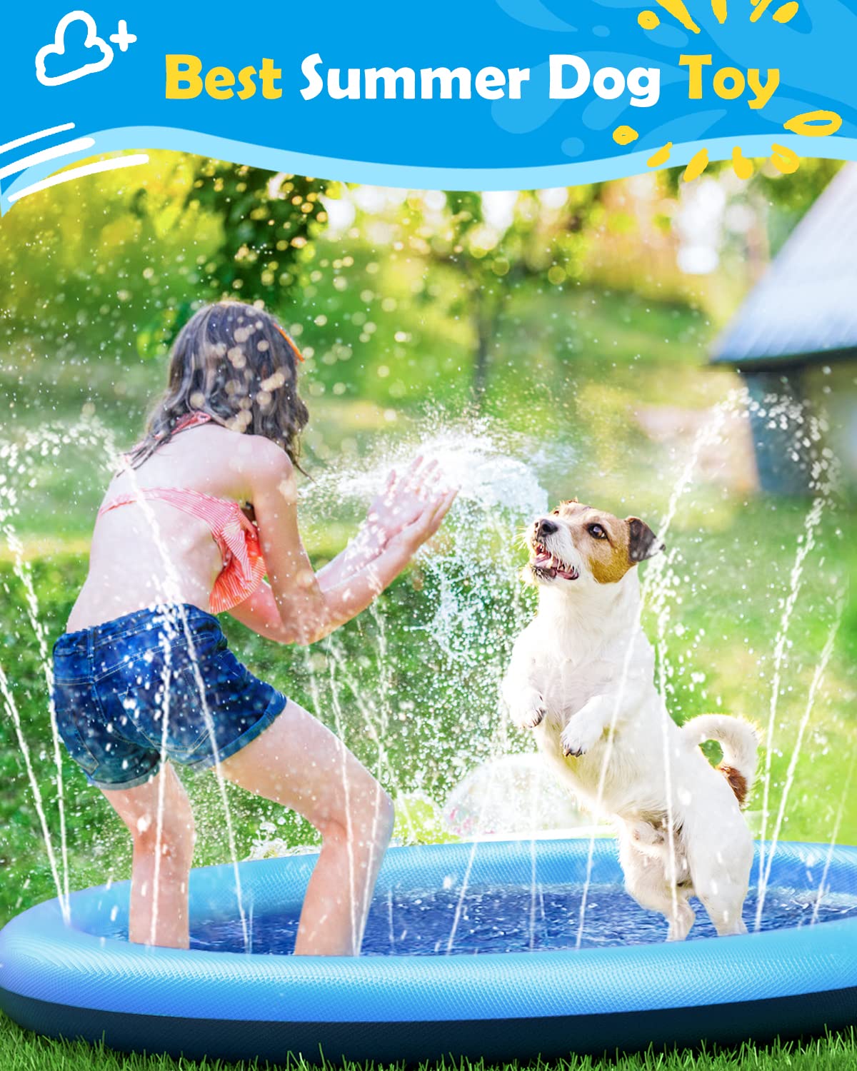 Dog Splash Pad Thick Sprinkler - Kids Outdoor Clubhouse avaliação e preço