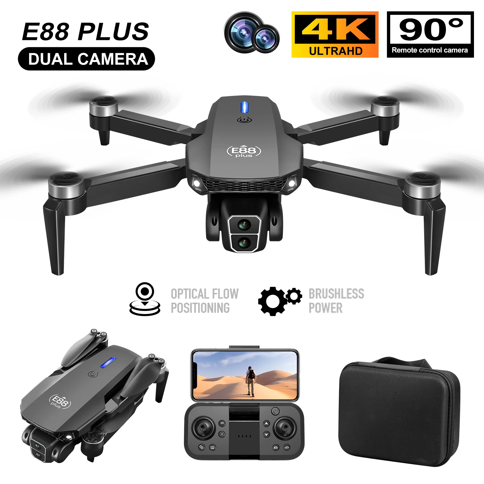 New E88 Plus Quadcopter Drone: - Kids Outdoor Toy Storage avaliação e preço