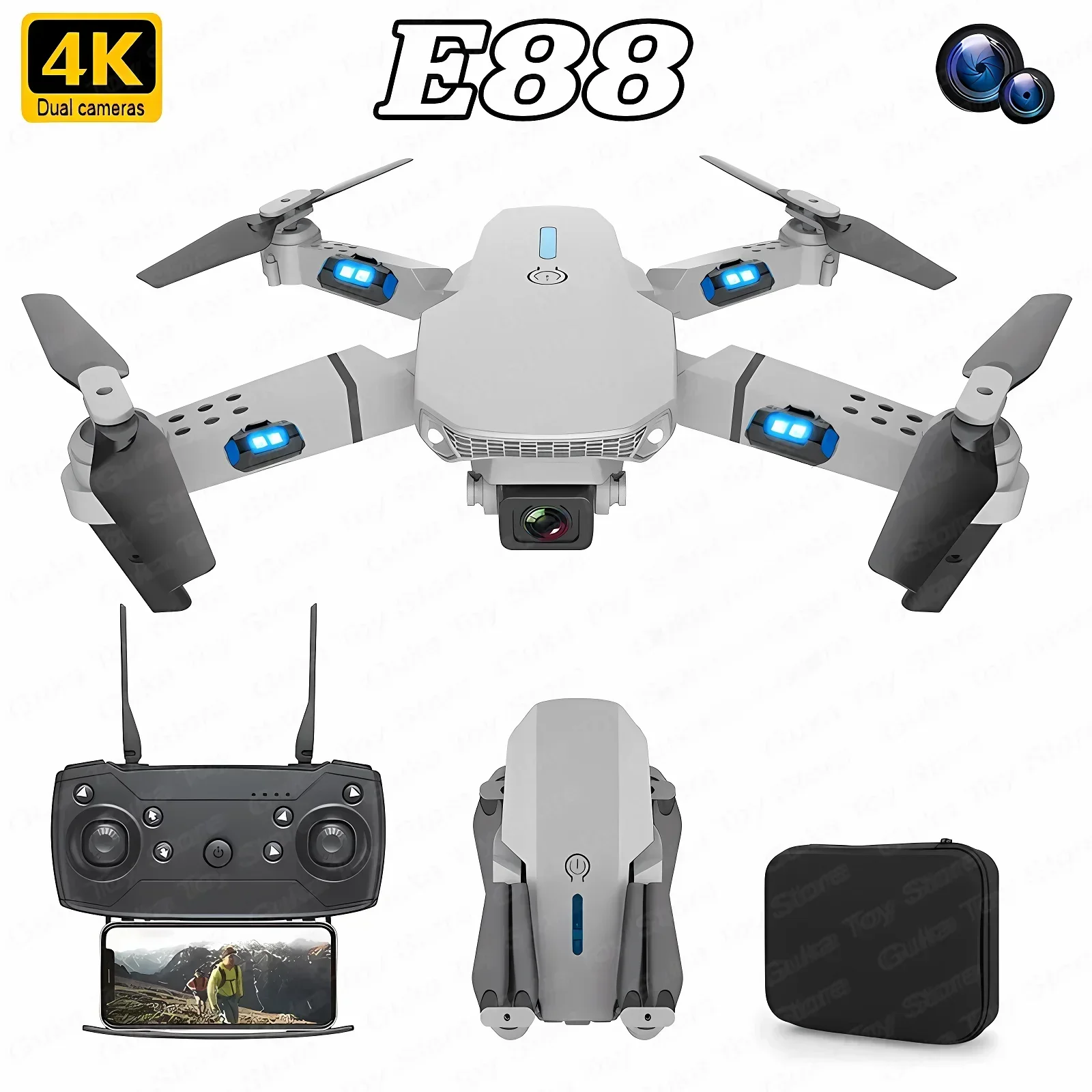 E88 Pro WIFI FPV Drone Wide An - Kids Outdoor Toy Storage avaliação e preço