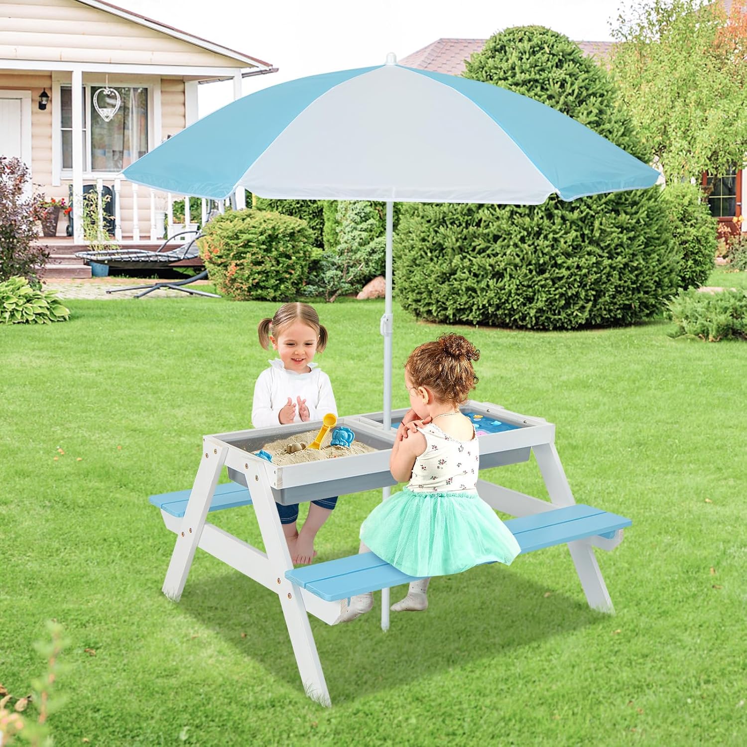 Kids Picnic Table, 4 in 1 Outd - Kids Outdoor Water Table avaliação e preço