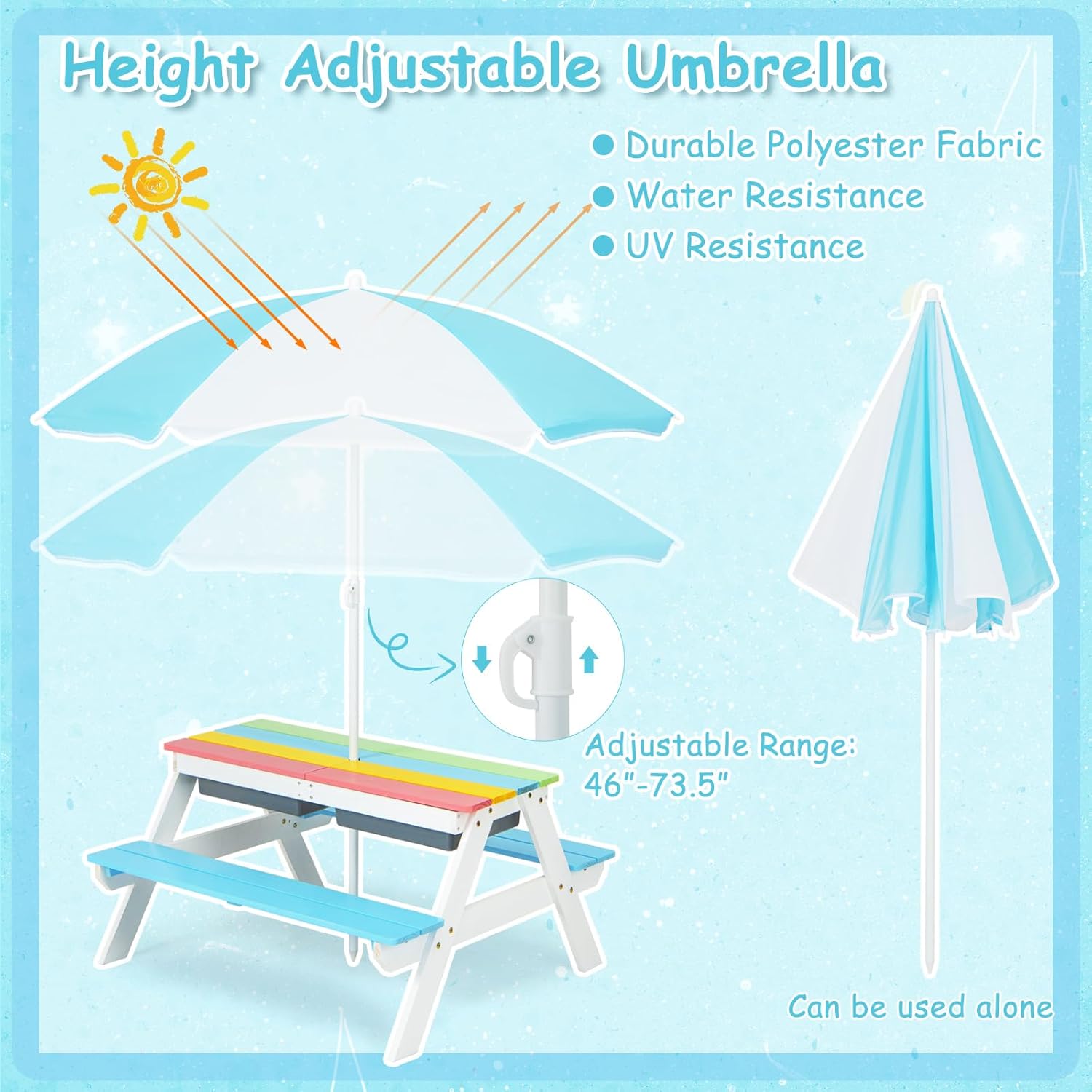 Kids Picnic Table, 4 in 1 Outd - Kids Outdoor Water Table avaliação e preço