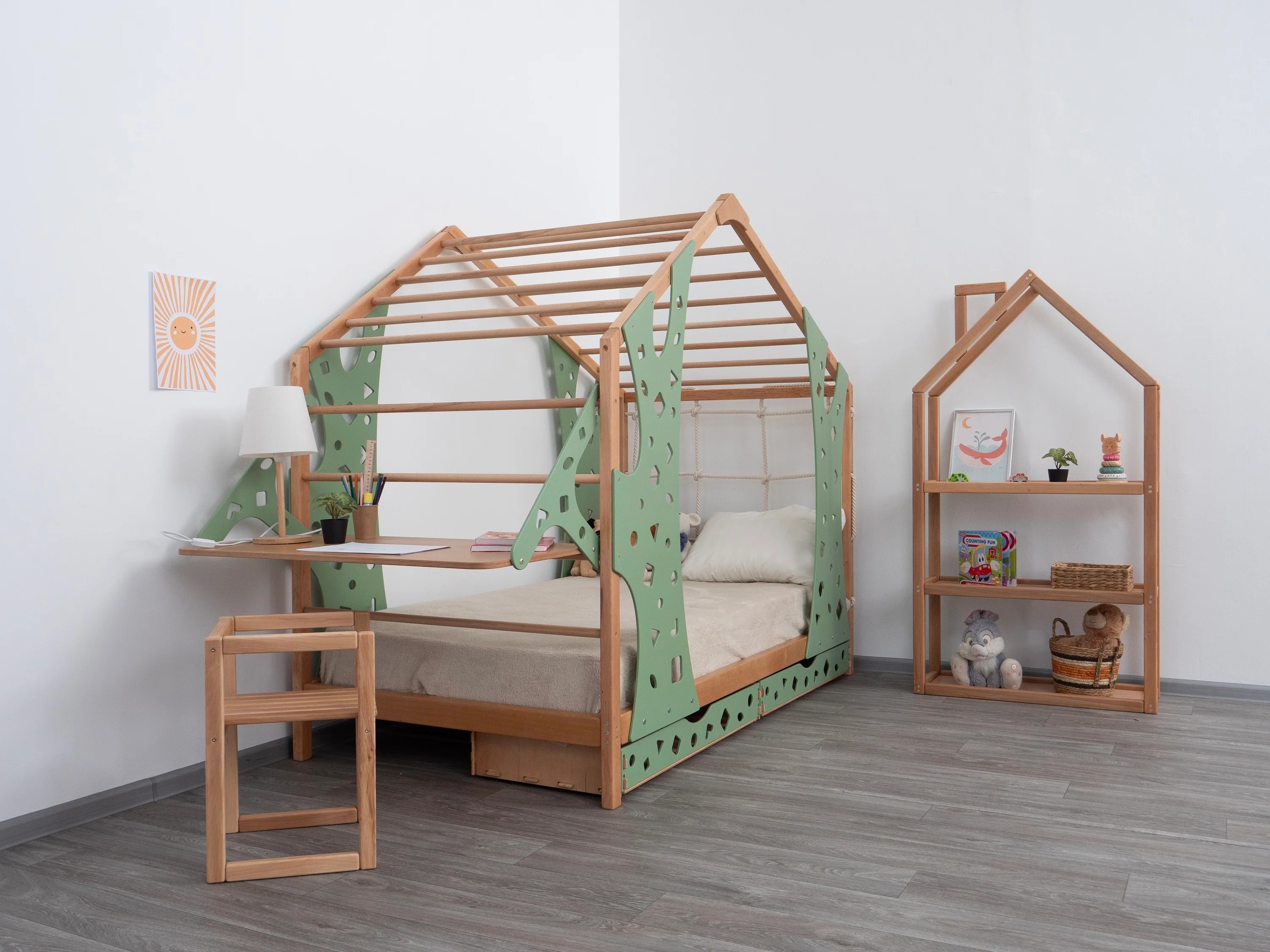 *Montessori Toddler Bed Twin B - Kids Outdoor Jungle Gym avaliação e preço