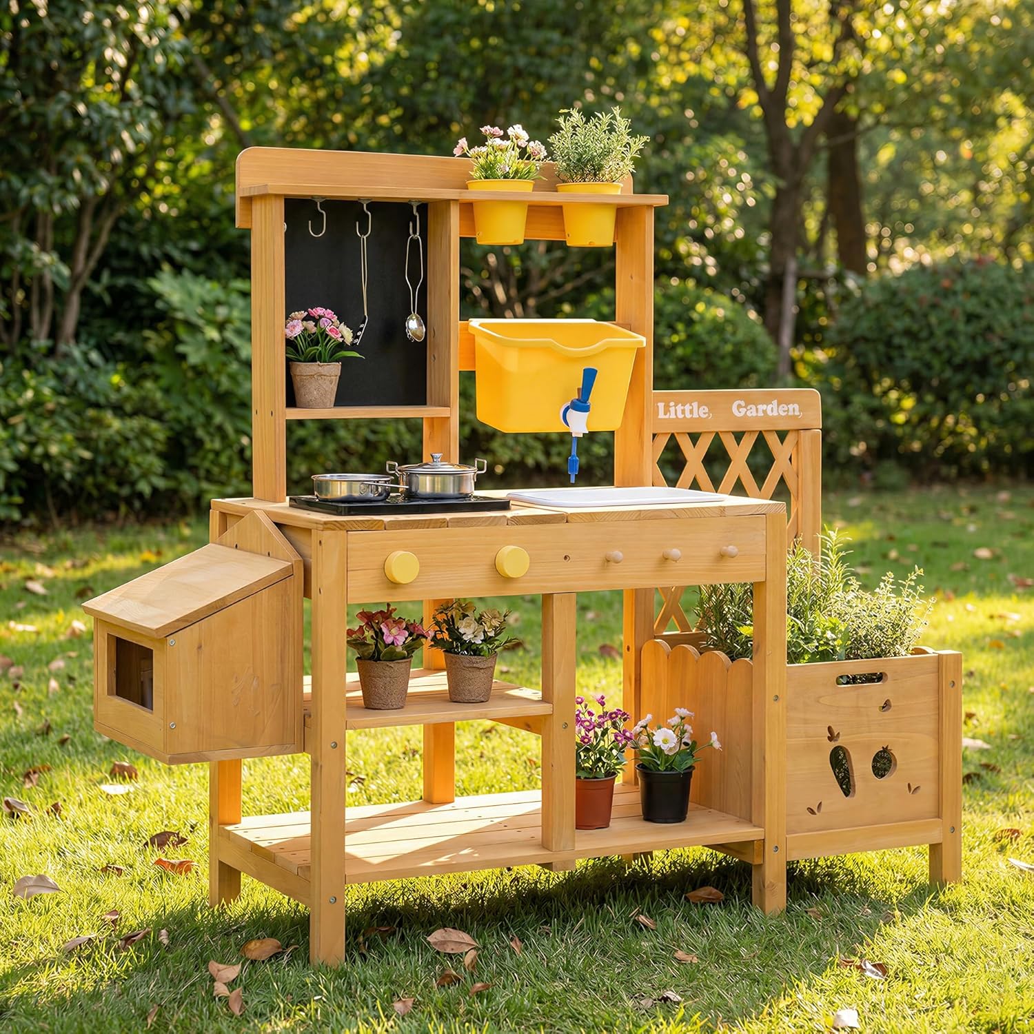 Wooden Mud Kitchen for Kids, O - Kids Outdoor Water Table avaliação e preço