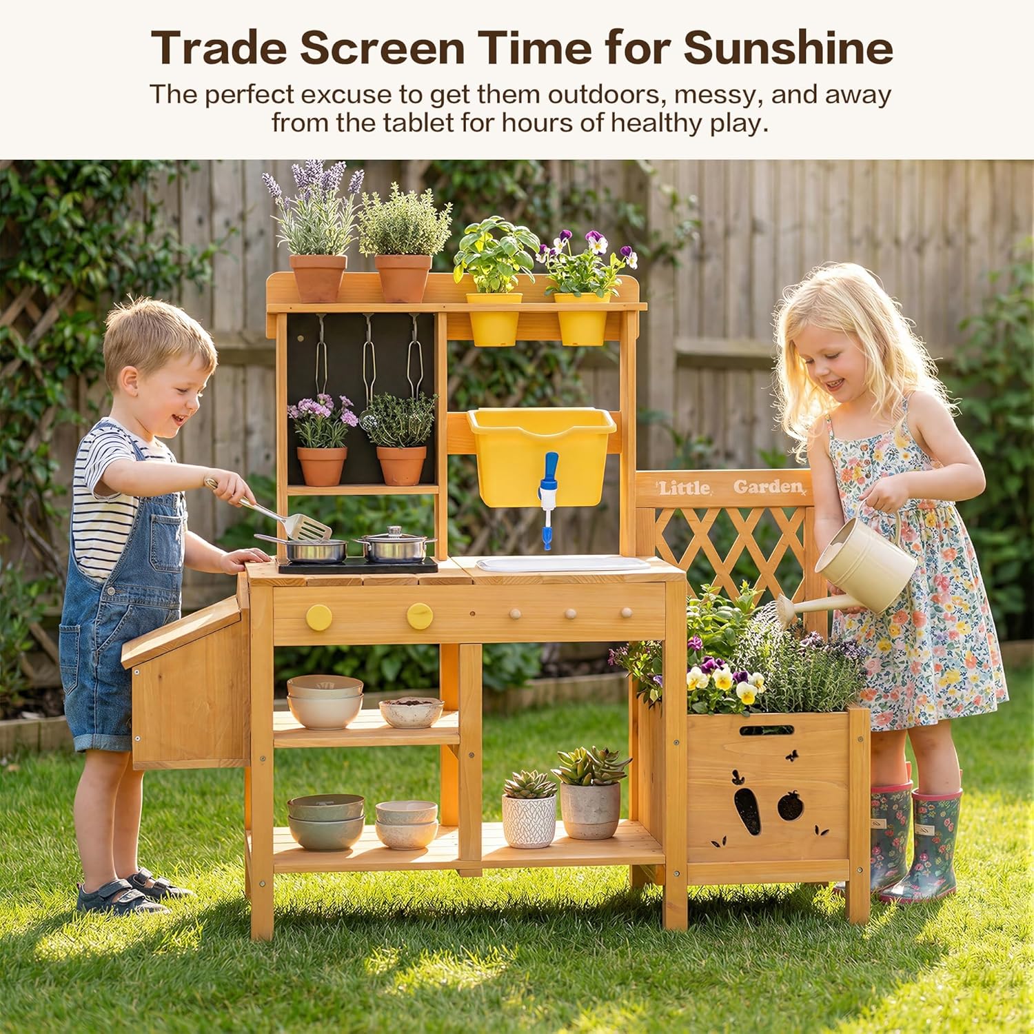 Wooden Mud Kitchen for Kids, O - Kids Outdoor Water Table avaliação e preço