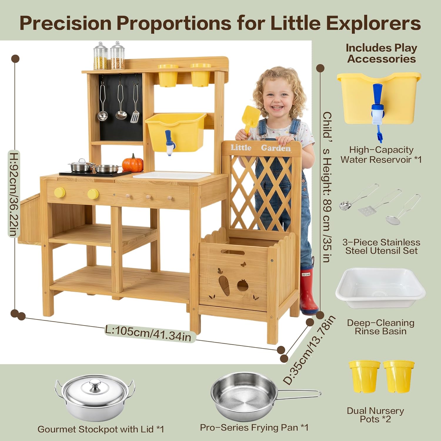 Wooden Mud Kitchen for Kids, O - Kids Outdoor Water Table avaliação e preço