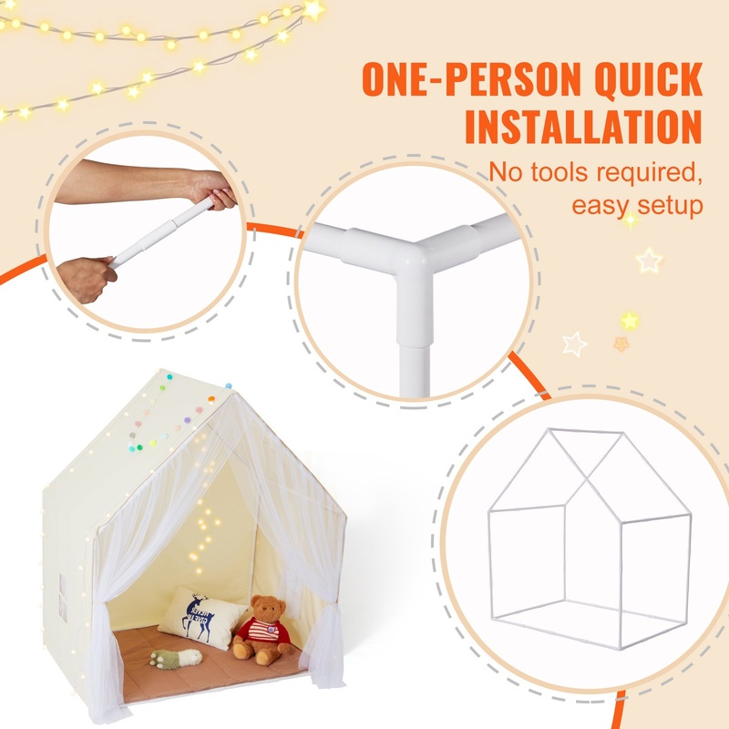Beige Kids Play Tent with Mat  - Kids Outdoor Play Tent avaliação e preço
