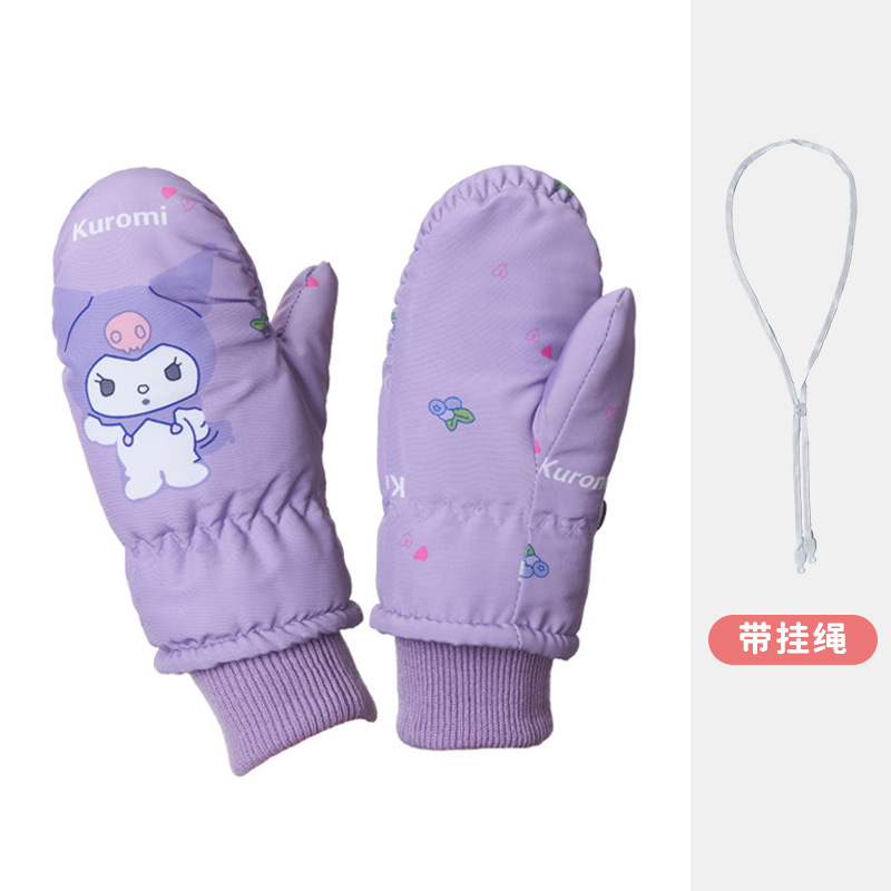 Kawaii Kuromi Fleece Ski Glove - Kids Outdoor Movies avaliação e preço