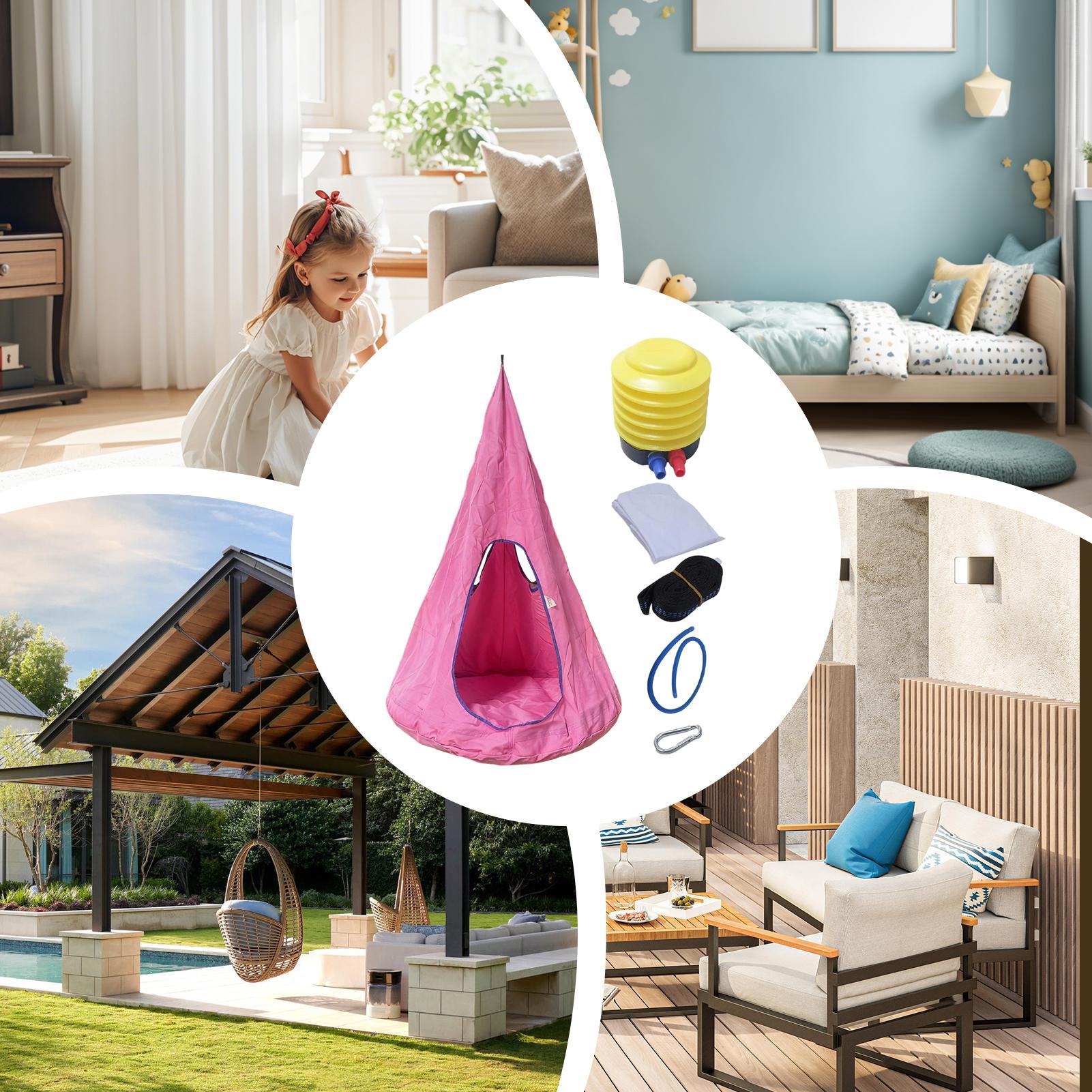 Kids Pod Swing Seat With Cushi - Kids Outdoor Nest Swing avaliação e preço