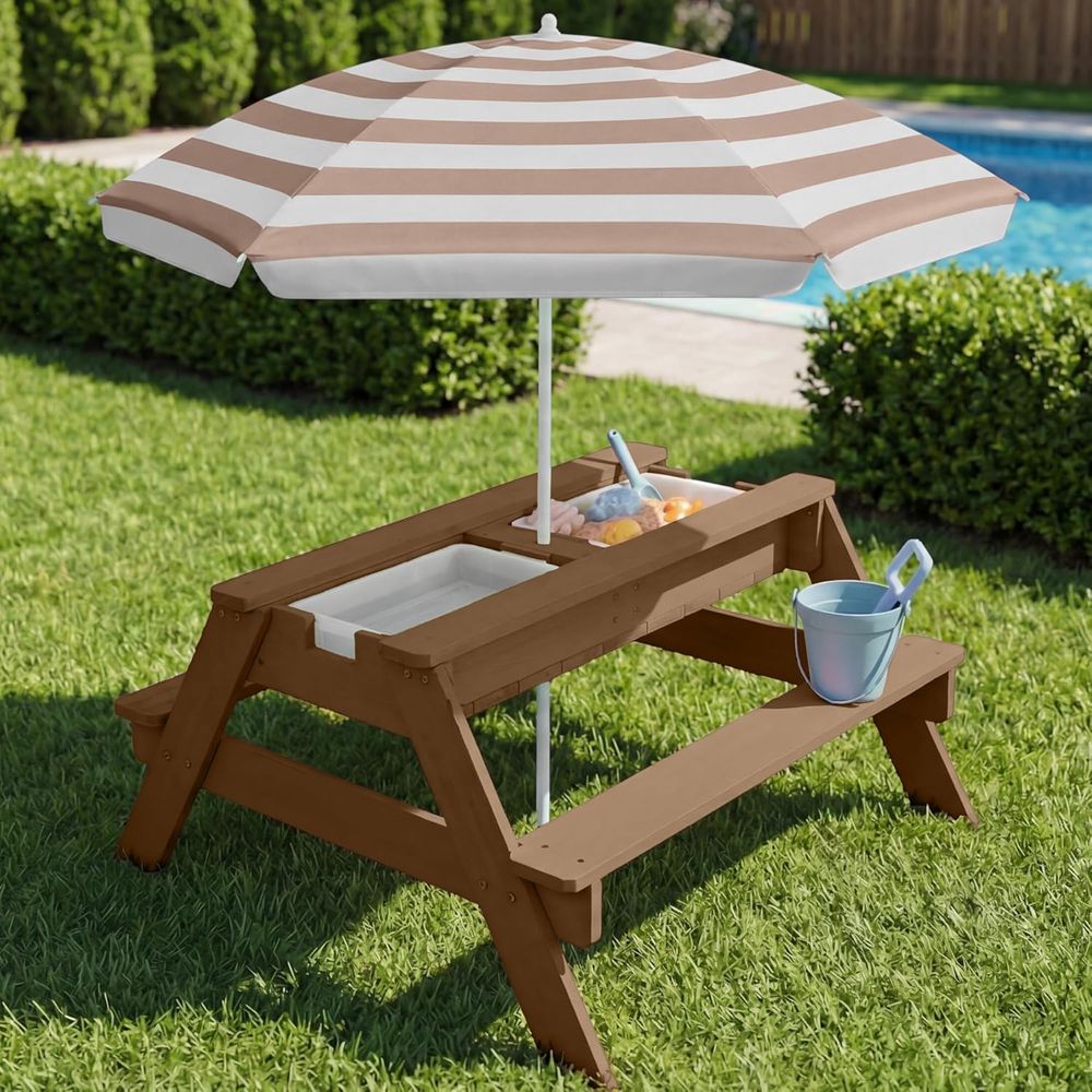 Kids Picnic Table with Umbrell - Kids Outdoor Water Table avaliação e preço