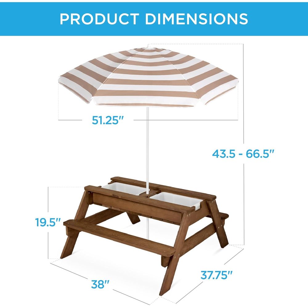 Kids Picnic Table with Umbrell - Kids Outdoor Water Table avaliação e preço