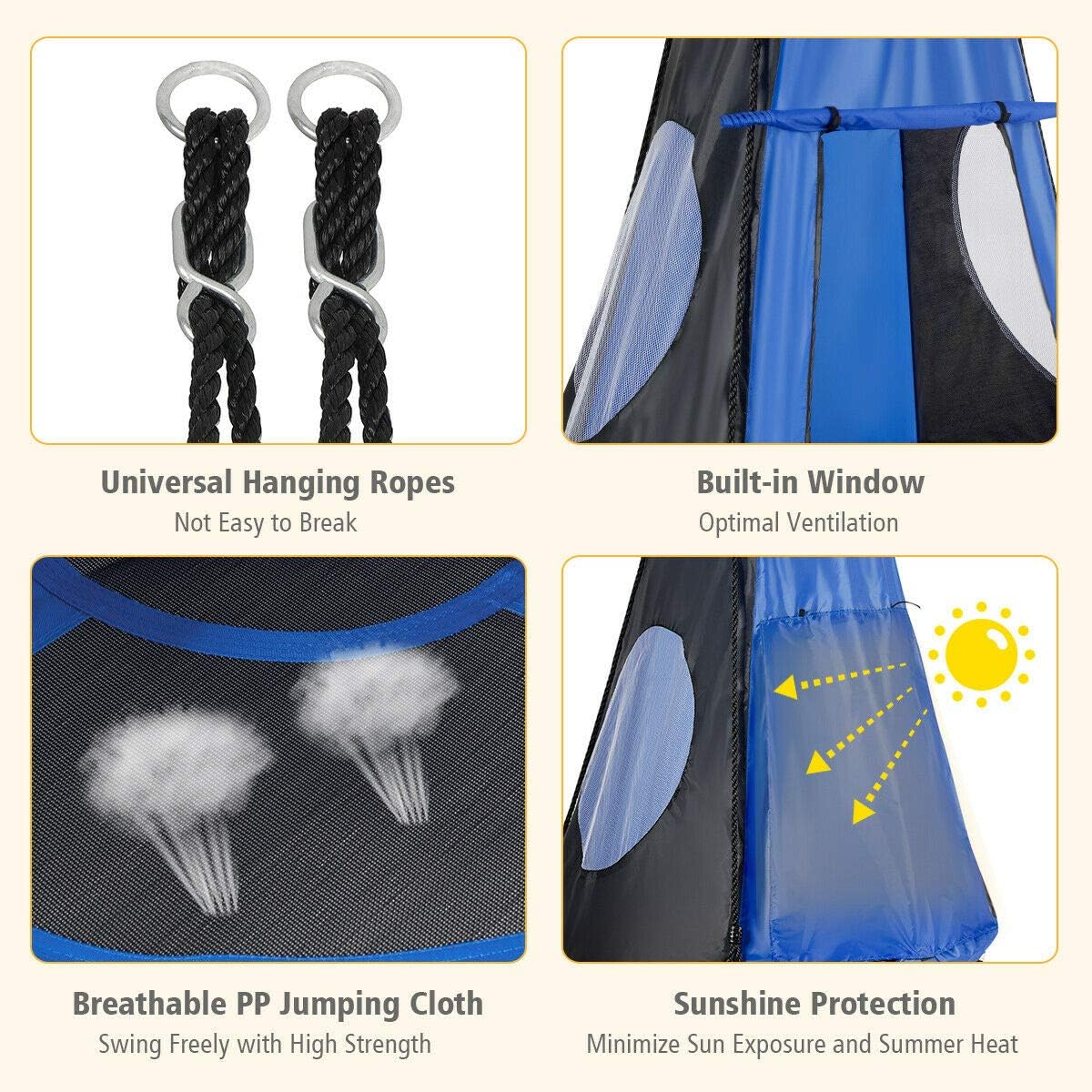2 in 1 Kids Detachable Hanging - Kids Outdoor Nest Swing avaliação e preço