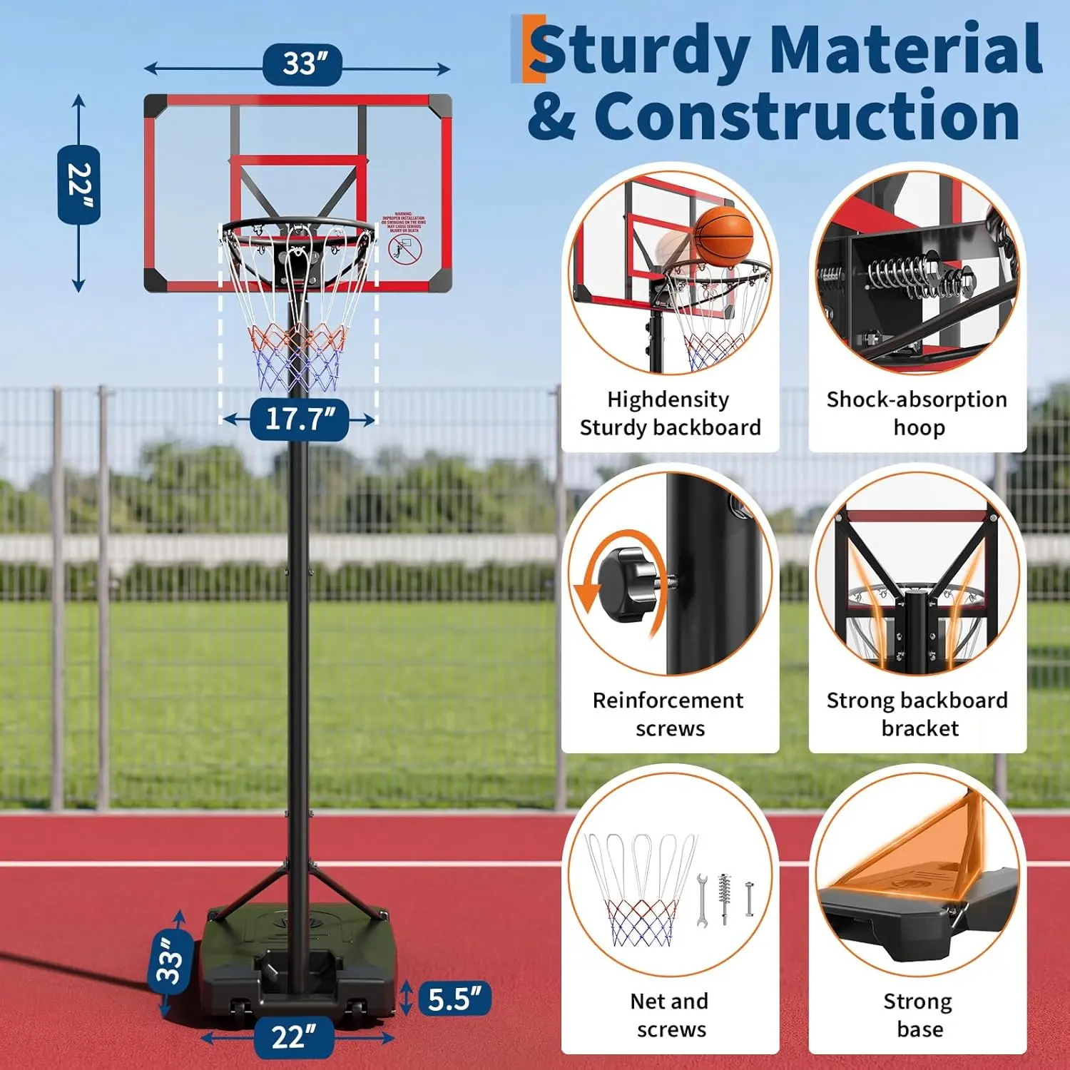 Garvee 4.82-8.53ft Height Adju - Basketball Hoop Outdoor avaliação e preço