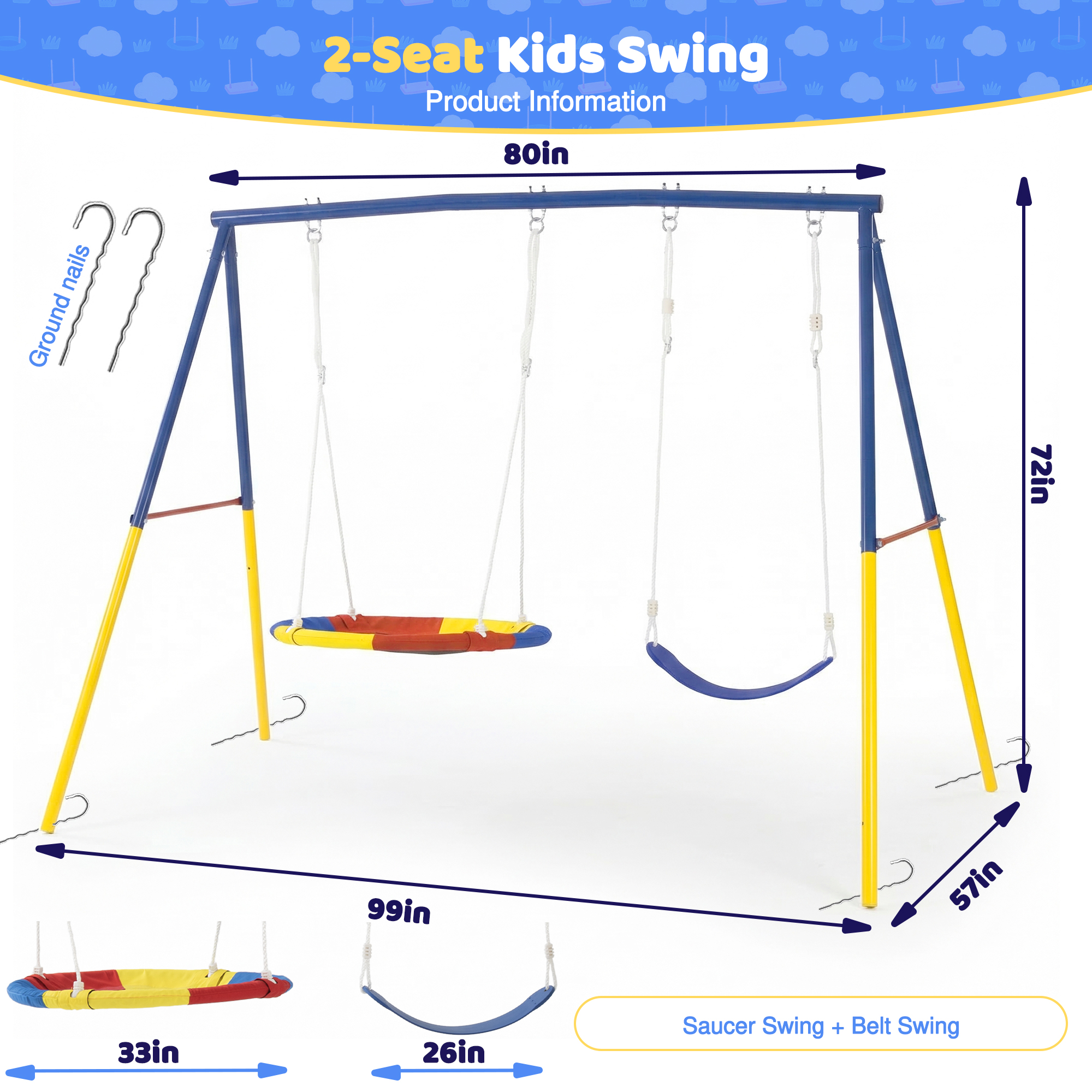 Outdoor Swing Set with Backyar - Kids Outdoor Activity Toys avaliação e preço