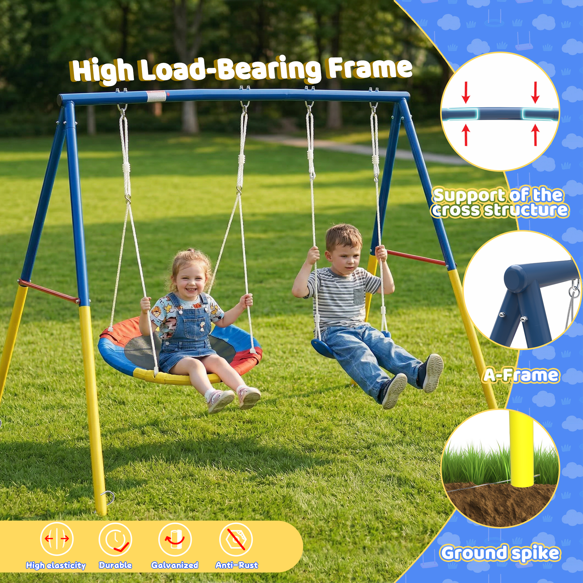 Outdoor Swing Set with Backyar - Kids Outdoor Activity Toys avaliação e preço